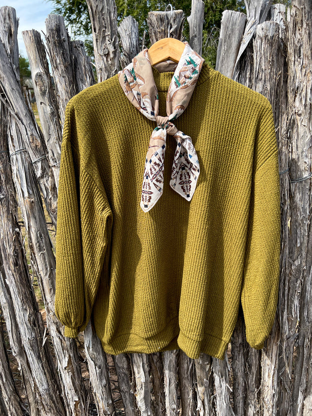 Olive Textured Mock Neck Sweater Top