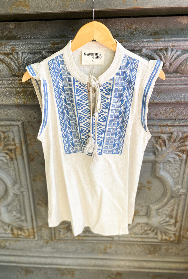 Libby Linen Embroidered Tank