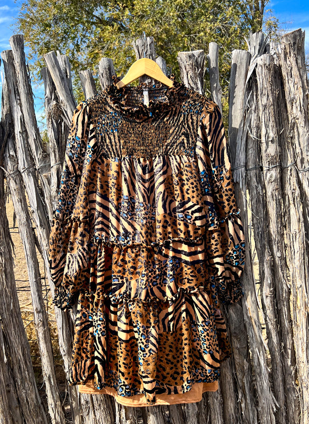 Ivy Brown Leopard Burnout Dress