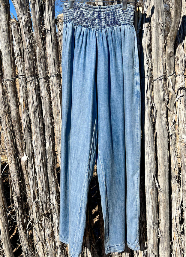 Wide Leg Pant with Smocked Waist